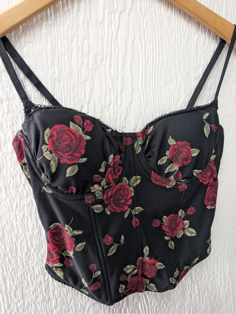 Garage Floral Roses Bustier Cami Corset Y2K Whimsigoth Dark Romance Punk Size XS - Picture 4 of 8